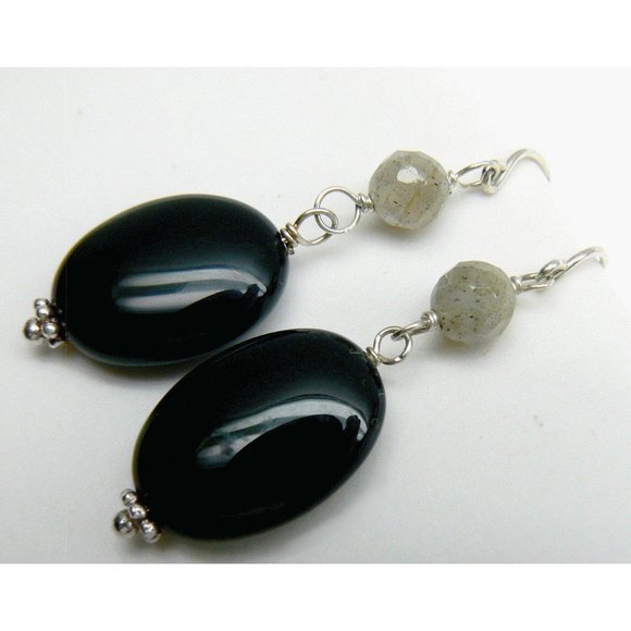 Dillard's Black Onyx & Labradorite silver Earrings - Picture 4 of 6
